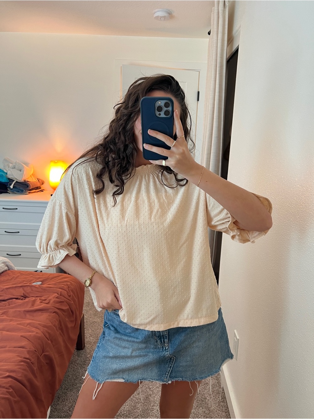 Madewell Clipdot Ruffle Top